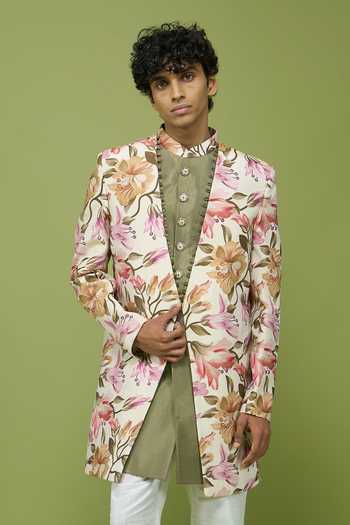 Arihant Rai Sinha Stylized Floral Jacket Kurta & Pant Set 