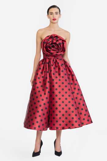 Gauri & Nainika Polka Dot Print Midi Dress