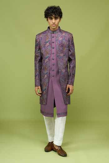 Arihant Rai Sinha Purple Silk, Dupion Sherwani Jacket And Pant Set at Aza Fashions Arihant Rai Sinha_Purple Silk, Dupion Sherwani Jacket And Pant Set _at_Aza_Fashions