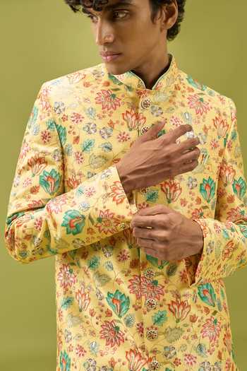 Buy Arihant Rai Sinha Multi Color Silk, Dupion Pattern Sherwani And Pant Set Buy_Arihant Rai Sinha_Multi Color Silk, Dupion Pattern Sherwani And Pant Set