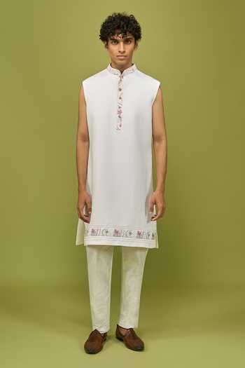 Buy Arihant Rai Sinha Off White Silk, Dupion Embroidered Sherwani Set With Kurta And Pant Online at Aza Fashions Buy_Arihant Rai Sinha_Off White Silk, Dupion Embroidered Sherwani Set With Kurta And Pant _Online_at_Aza_Fashions
