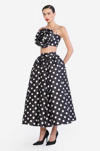 Gauri & Nainika Black Polka Dot Print Skirt Online at Aza Fashions Gauri & Nainika_Black Polka Dot Print Skirt _Online_at_Aza_Fashions