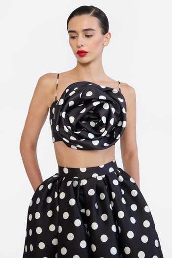 Shop Gauri & Nainika Black Polka Dot Print Skirt Online at Aza Fashions Shop_Gauri & Nainika_Black Polka Dot Print Skirt _Online_at_Aza_Fashions