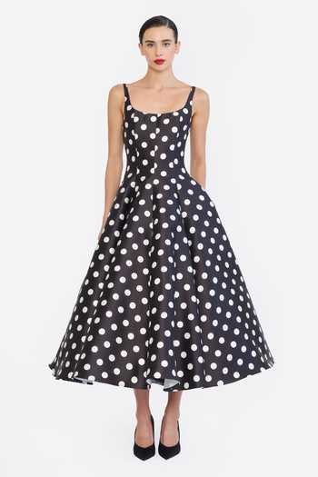 Buy Gauri & Nainika Black Scoop Neck Polka Dot Print Dress Online at Aza Fashions Buy_Gauri & Nainika_Black Scoop Neck Polka Dot Print Dress _Online_at_Aza_Fashions
