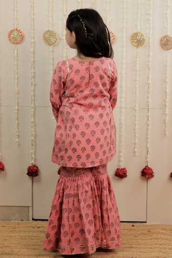 Tiny Colour Bloom Print Kurta & Gharara Set 