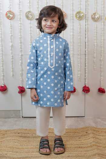 Tiny Colour Polka Dot Print Kurta Set 