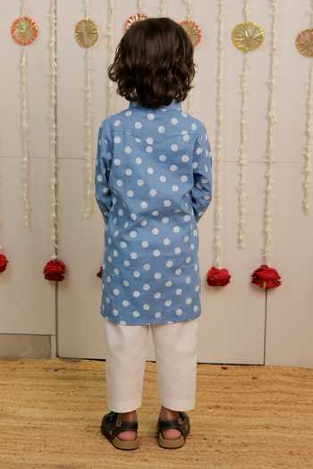 Tiny Colour Polka Dot Print Kurta Set 