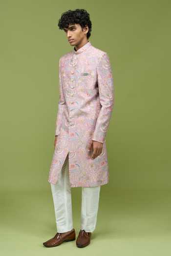 Buy Arihant Rai Sinha Pink Silk, Dupion Pattern Pcs Sherwani And Pant Set Buy_Arihant Rai Sinha_Pink Silk, Dupion Pattern Pcs Sherwani And Pant Set