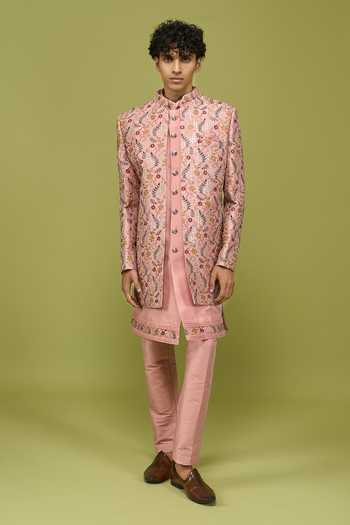 Buy Arihant Rai Sinha Pink Silk Sherwani Set Buy_Arihant Rai Sinha_Pink Silk Sherwani Set
