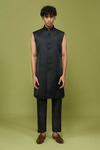 Buy Arihant Rai Sinha Black Silk, Dupion Pattern Pc Sherwani Set Online at Aza Fashions Buy_Arihant Rai Sinha_Black Silk, Dupion Pattern Pc Sherwani Set _Online_at_Aza_Fashions