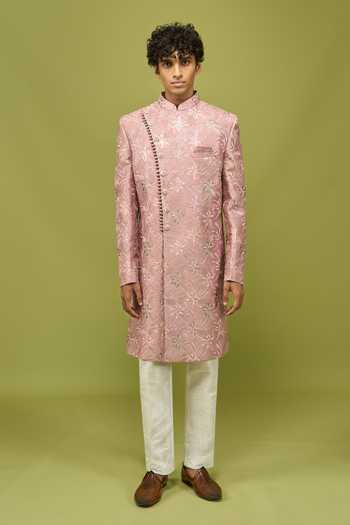 Arihant Rai Sinha Pink Silk, Dupion Art Sherwani And Pant Set at Aza Fashions Arihant Rai Sinha_Pink Silk, Dupion Art Sherwani And Pant Set _at_Aza_Fashions