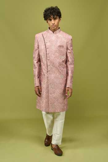 Buy Arihant Rai Sinha Pink Silk, Dupion Art Sherwani And Pant Set Buy_Arihant Rai Sinha_Pink Silk, Dupion Art Sherwani And Pant Set
