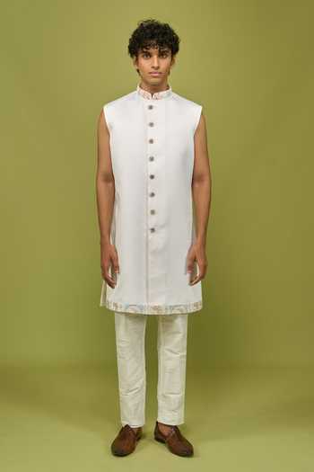 Shop Arihant Rai Sinha Cream Silk, Dupion Mens Sherwani Kurta And Pant Set Online at Aza Fashions Shop_Arihant Rai Sinha_Cream Silk, Dupion Mens Sherwani Kurta And Pant Set _Online_at_Aza_Fashions