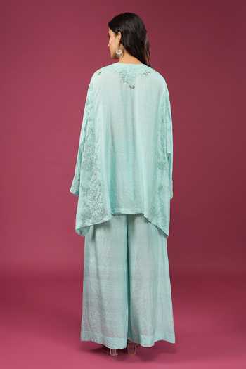 Anamika Khanna Wash Blue Boxy Top & Pant Set 