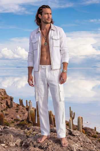 Buy_Bubber Couture_Off White Linen Pero Cargo Pant 