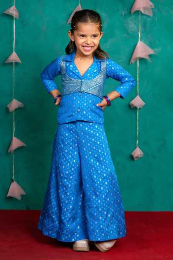JILMIL DREAMWEAR Blue Blazer & Palazzo Set 