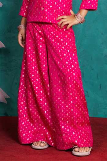 Buy JILMIL DREAMWEAR Pink Silk Zari Blazer And Palazzo Set Online at Aza Fashions Buy_JILMIL DREAMWEAR_Pink Silk Zari Blazer And Palazzo Set _Online_at_Aza_Fashions