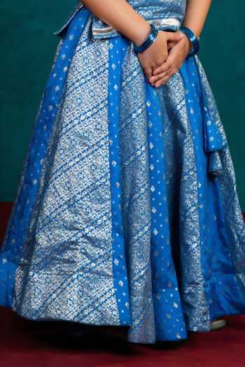 JILMIL DREAMWEAR_Blue Silk Zari Work Lehenga Set _at_Aza_Fashions