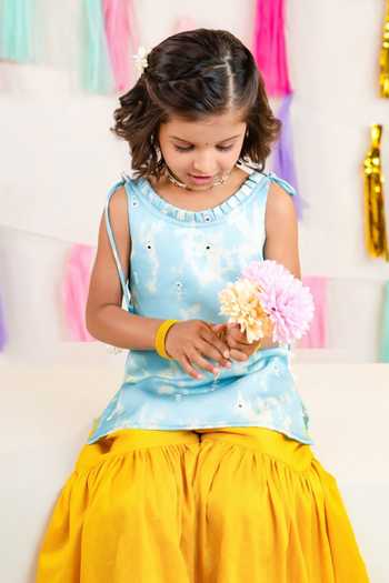 Buy JILMIL DREAMWEAR Blue Satin Kurta And Sharara Set Online at Aza Fashions Buy_JILMIL DREAMWEAR_Blue Satin Kurta And Sharara Set _Online_at_Aza_Fashions