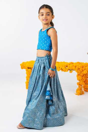 Buy JILMIL DREAMWEAR Blue Silk Royal Zari Lehenga Set Online at Aza Fashions Buy_JILMIL DREAMWEAR_Blue Silk Royal Zari Lehenga Set _Online_at_Aza_Fashions