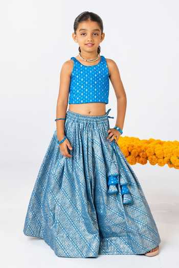 JILMIL DREAMWEAR Royal Blue Zari Lehenga Set 