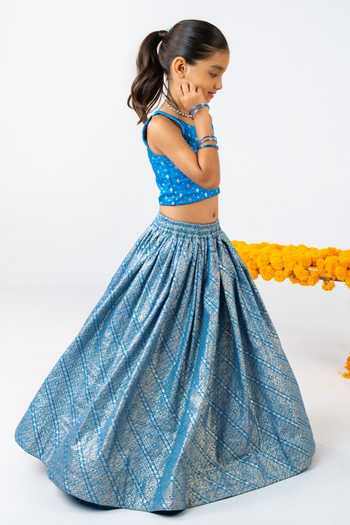 Shop JILMIL DREAMWEAR Blue Silk Royal Zari Lehenga Set Online at Aza Fashions Shop_JILMIL DREAMWEAR_Blue Silk Royal Zari Lehenga Set _Online_at_Aza_Fashions