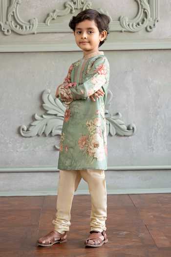 Buy Kalista Green Chanderi Silk Rian Printed Kurta Set Online at Aza Fashions Buy_Kalista_Green Chanderi Silk Rian Printed Kurta Set _Online_at_Aza_Fashions