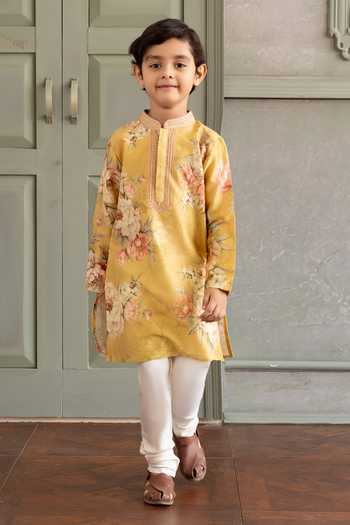 Buy Kalista Yellow Chanderi Silk Rian Printed Kurta Set Online at Aza Fashions Buy_Kalista_Yellow Chanderi Silk Rian Printed Kurta Set _Online_at_Aza_Fashions