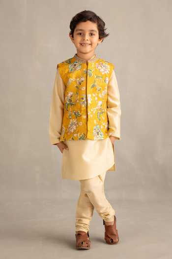 Kalista Zivansh Floral Print Bundi & Kurta Set