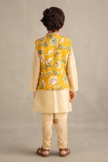Kalista Zivansh Floral Print Bundi & Kurta Set