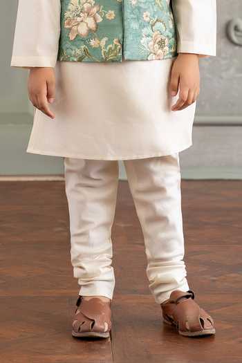 Buy Kalista Blue Silk, Chanderi, Viscose Zivansh Printed Bundi And Kurta Set Online at Aza Fashions Buy_Kalista_Blue Silk, Chanderi, Viscose Zivansh Printed Bundi And Kurta Set _Online_at_Aza_Fashions