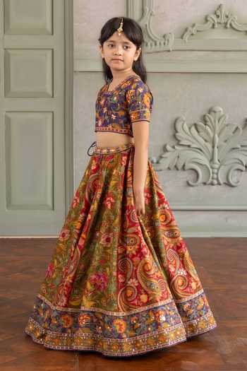 Buy_Kalista_Multi Color Silk, Viscose Prisha Floral Print Lehenga Set 