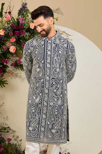 Kasbah Chikankari Paisley Embroidered Kurta 