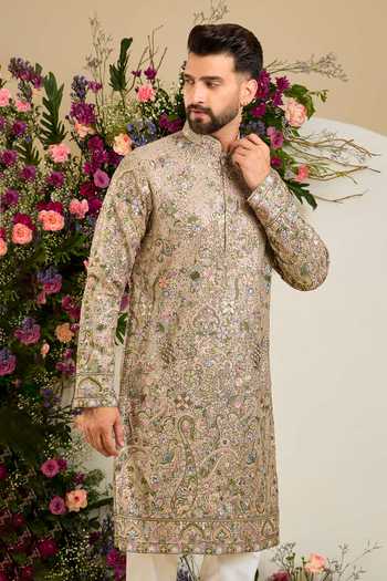 Kasbah Sequin Thread Embroidered Kurta