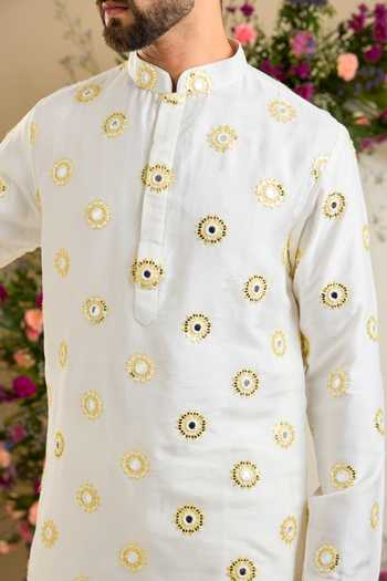 Kasbah_White Silk Sloane Radiance Kurta _Online_at_Aza_Fashions