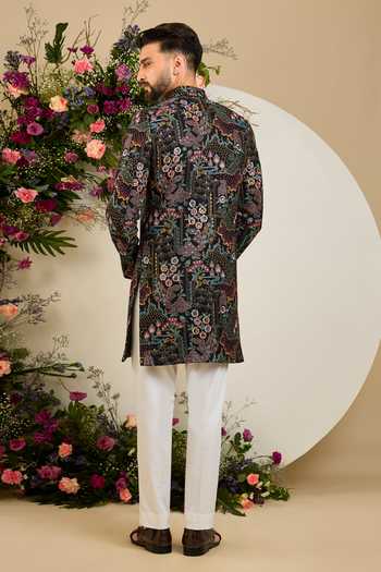 Kasbah Savile Tropical Floral Embroidered Sherwani 