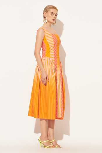 Buy Linetribe Orange Cotton Square Neck Solis Panelled Dress Online at Aza Fashions Buy_Linetribe_Orange Cotton Square Neck Solis Panelled Dress _Online_at_Aza_Fashions