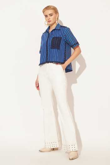 Shop_Linetribe_Blue Cotton Collared Neck Luna Stripe Print Shirt _Online_at_Aza_Fashions