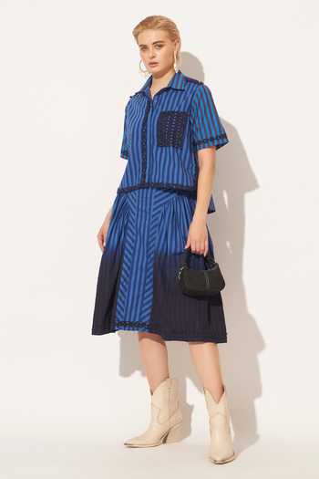 Buy_Linetribe_Blue Cotton Lyra Ombre Panelled Skirt _Online_at_Aza_Fashions