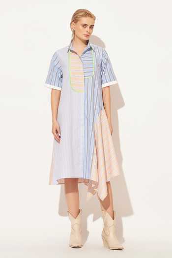 Shop_Linetribe_Blue Cotton Collared Neck Oryn Stripe Print Dress 