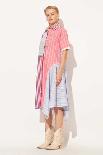 Linetribe Multi Color Cotton Collared Neck Oryn Printed Dress Online at Aza Fashions Linetribe_Multi Color Cotton Collared Neck Oryn Printed Dress _Online_at_Aza_Fashions