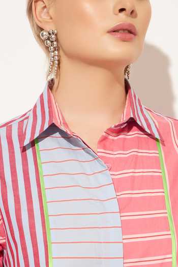 Linetribe Multi Color Cotton Collared Neck Oryn Printed Dress at Aza Fashions Linetribe_Multi Color Cotton Collared Neck Oryn Printed Dress _at_Aza_Fashions