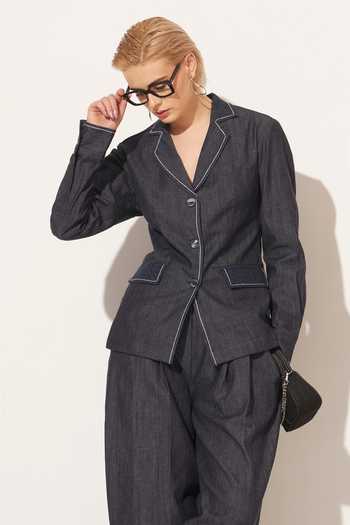 Buy_Linetribe_Blue Denim Collared Neck Zevra Shirt And Pant Set _Online_at_Aza_Fashions