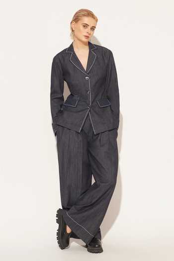 Shop_Linetribe_Blue Denim Collared Neck Zevra Shirt And Pant Set _Online_at_Aza_Fashions