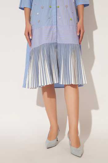 Shop_Linetribe_Blue Cotton Collared Neck Selene Printed Shirt Dress _Online_at_Aza_Fashions