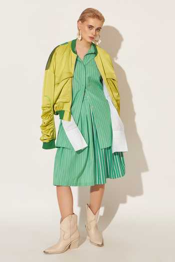 Shop Linetribe Green Cotton Orbit Pleated Skirt Online at Aza Fashions Shop_Linetribe_Green Cotton Orbit Pleated Skirt _Online_at_Aza_Fashions