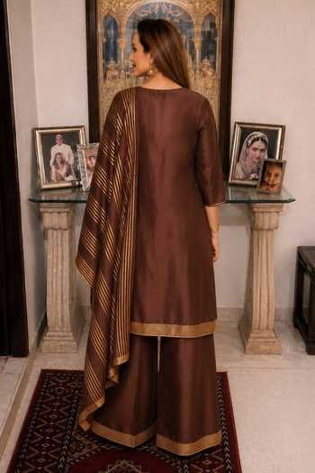 Palak & Mehak Gota Bordered Kurta Palazzo Set 