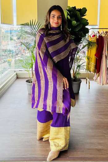 Palak & Mehak Pure Mulmul Chanderi Kurta Palazzo Set 