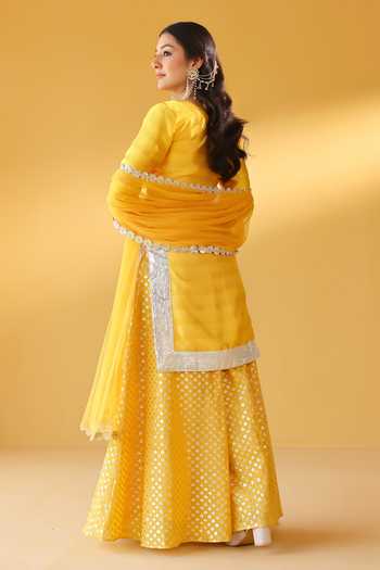 Palak & Mehak Banarasi Chanderi Kurta Sharara Set 