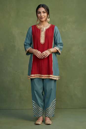 Priya Chaudhary Chanderi Embellished Kurta & Salwar Set